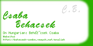 csaba behacsek business card